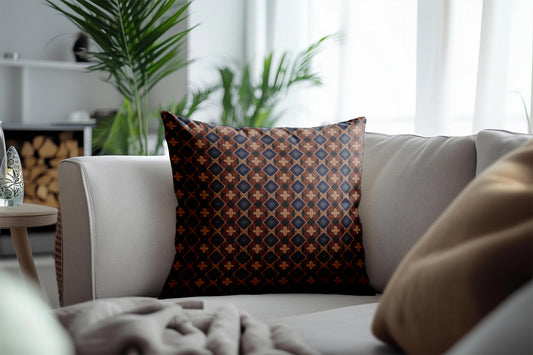 Brown Geometric Patterned Textile