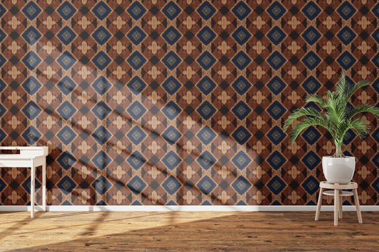 Brown Geometric Patterned Textile
