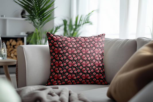 Elegant Pink Floral Pattern on Deep Burgundy