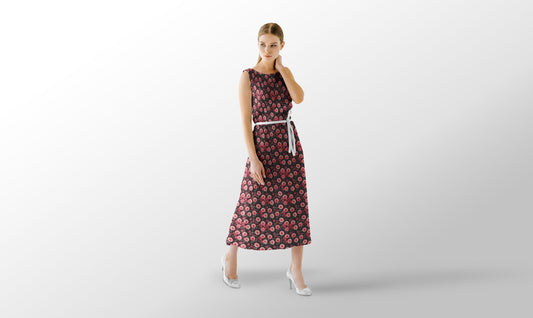 Elegant Pink Floral Pattern on Deep Burgundy