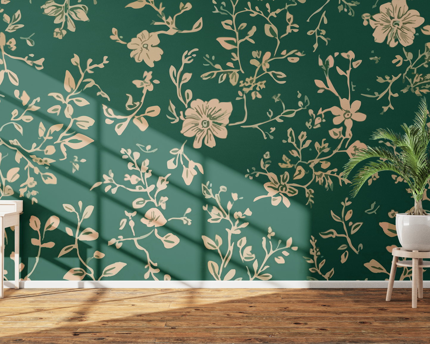 Golden Floral Elegance on Emerald