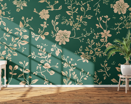 Golden Floral Elegance on Emerald