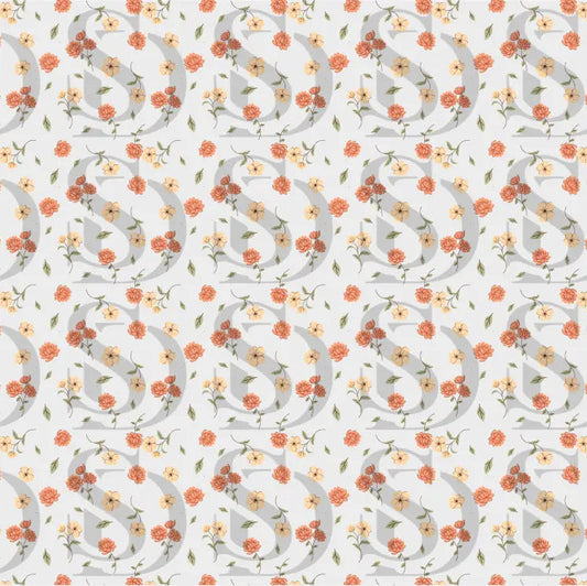 Close-up view of the peach blossom seamless floral pattern repeat