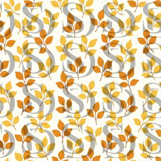 Seamless autumn leaf pattern with yellow and rust leaves on a light background