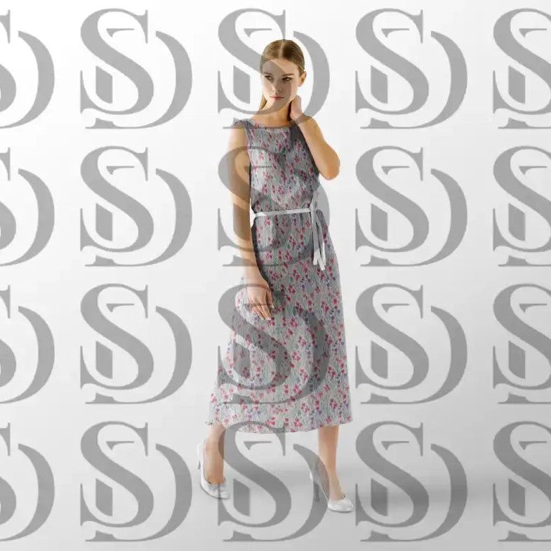Blooming meadow floral pattern applied to Dress