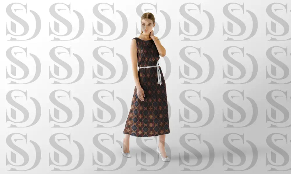 Brown Geometric Patterned Textile Digital Desing