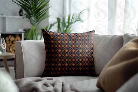 Brown Geometric Patterned Textile Digital Desing