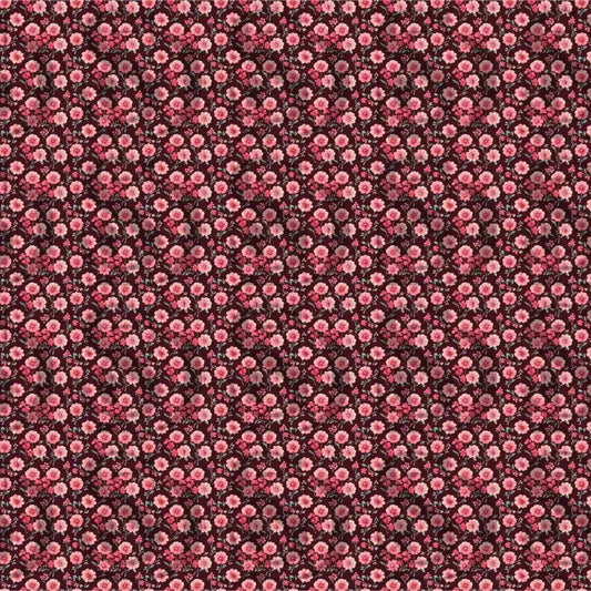 Elegant pink floral seamless pattern on burgundy background