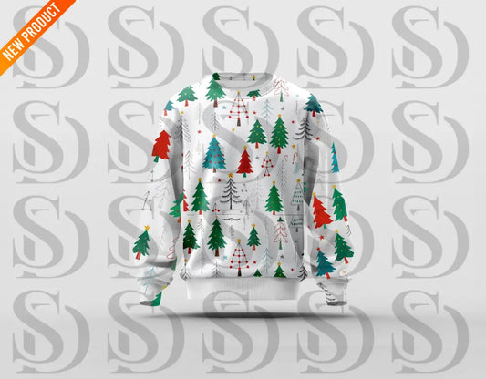 Hand-Drawn Christmas Trees Pattern Seamless Pattern