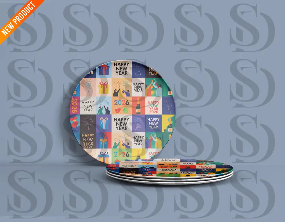 Happy New Year 2026 Celebration Block Pattern Seamless Pattern