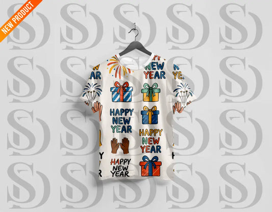 Happy New Year Hands & Gifts Pattern Seamless Pattern