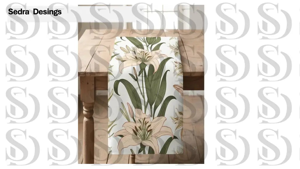 Elegant Lily Botanical Illustration Fabric