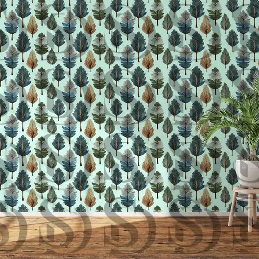 Modern leaf harmony nature inspired pattern applied to a contemporary wall décor scene