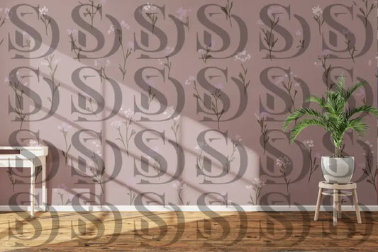 Elegant lavender wildflower wallpaper displayed in a modern interior setting