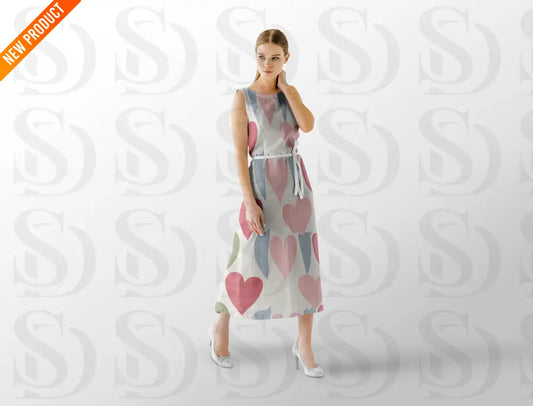 Retro Pastel Heart and Leaf Pattern Digital design