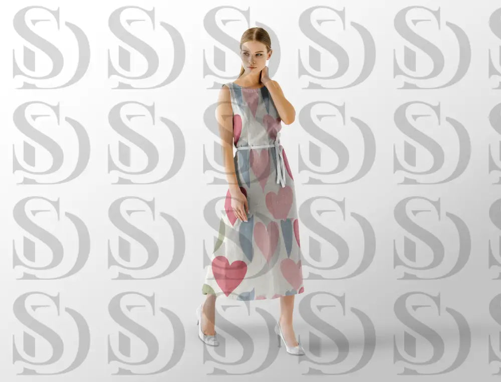 Retro Pastel Heart and Leaf Pattern Digital design