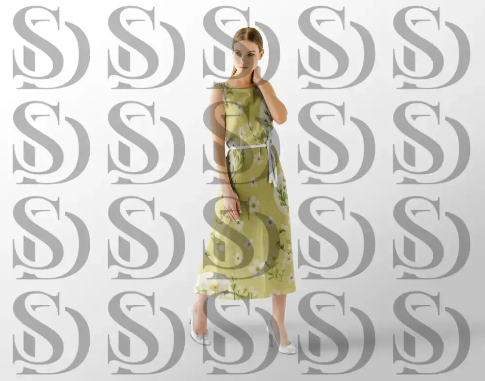 Yellow floral pattern suitable for dress