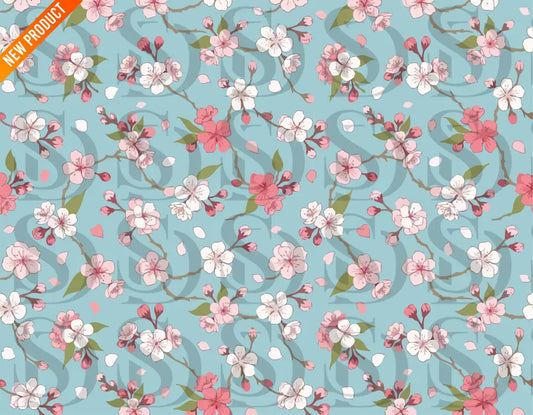Spring Sakura Blossoms – Pastel Pink Cherry Floral Breeze Seamless Pattern Seamless Pattern