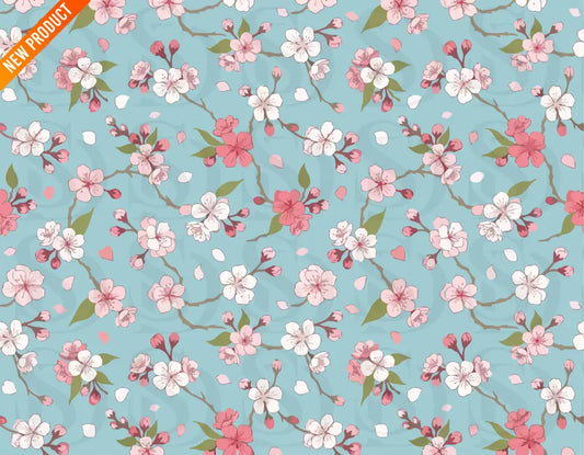 Spring Sakura Blossoms – Pastel Pink Cherry Floral Breeze Seamless Pattern Seamless Pattern