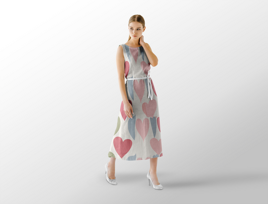 Retro Pastel Heart and Leaf Pattern