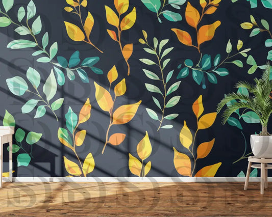 Vibrant Autumn and Spring Foliage Pattern Digital Desing