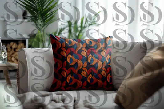 Decorative cushion cover showcasing vibrant autumn leaves botanical design