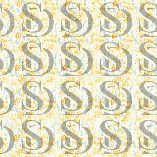Detailed view of wildflower meadow fabric with soft yellow and blue florals