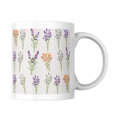 Hand-Drawn Lavender and Wildflower Bouquet Pattern
