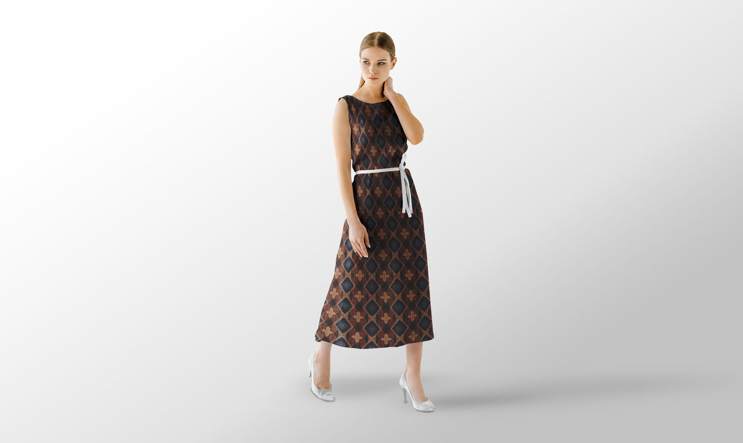Brown Geometric Patterned Textile