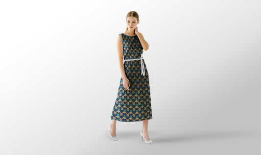 Art Deco Geometric Patterns in Blue and Gold