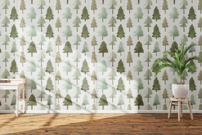 Whimsical Water color Pine Tree Pattern