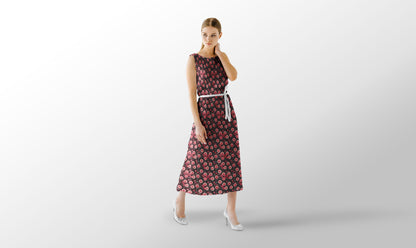 Elegant Pink Floral Pattern on Deep Burgundy