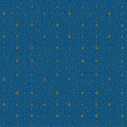 Regal Blue and Gold Floral Pattern
