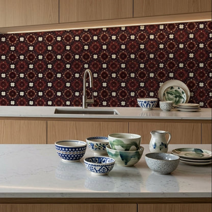 Regal Burgundy Floral Damask Seamless Pattern