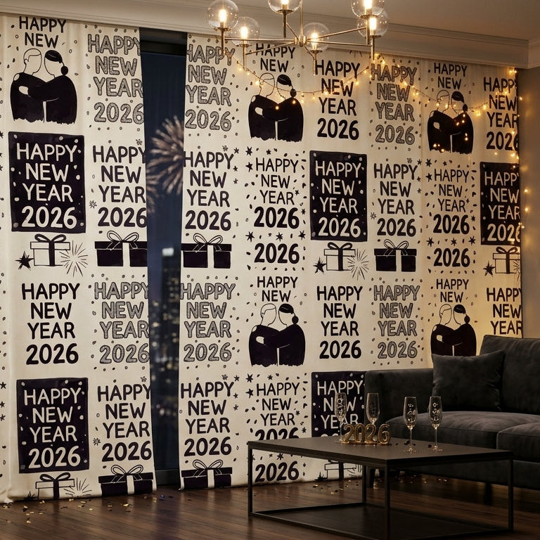 New Year 2026 Celebration Seamless Pattern