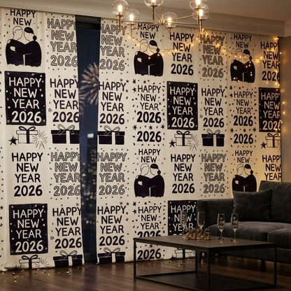 New Year 2026 Celebration Seamless Pattern