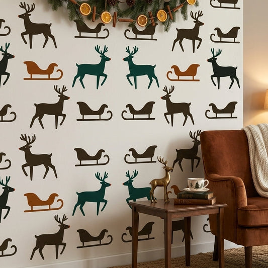 Minimal Reindeer & Sleigh Christmas Pattern