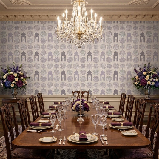 Pastel Islamic Arch & Rosette Seamless Pattern