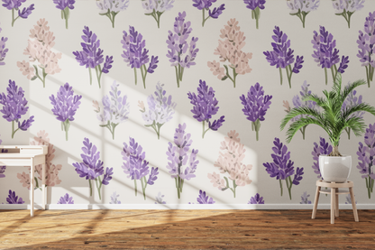 Hand-Drawn Lavender and Wildflower Bouquet Pattern