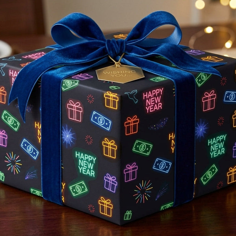 Neon Happy New Year Celebration Pattern