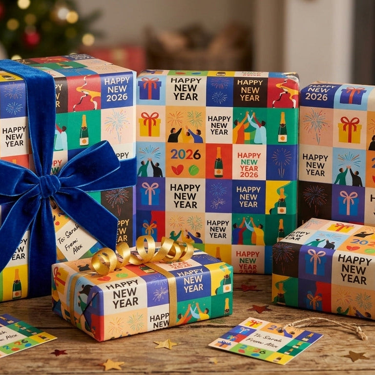 Happy New Year 2026 Celebration Block Pattern