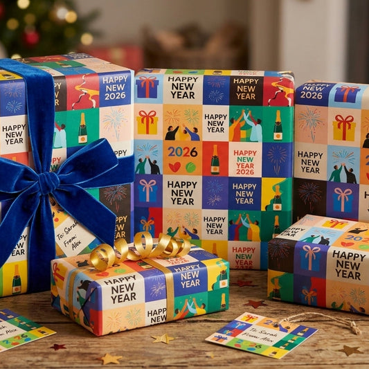 Happy New Year 2026 Celebration Block Pattern