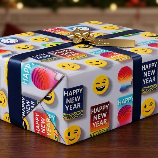 Happy New Year Emoji Pattern Wrap | Seamless Digital Download