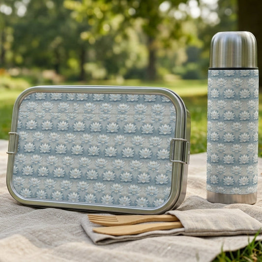 Blue Lotus Serenity Floral Seamless Pattern