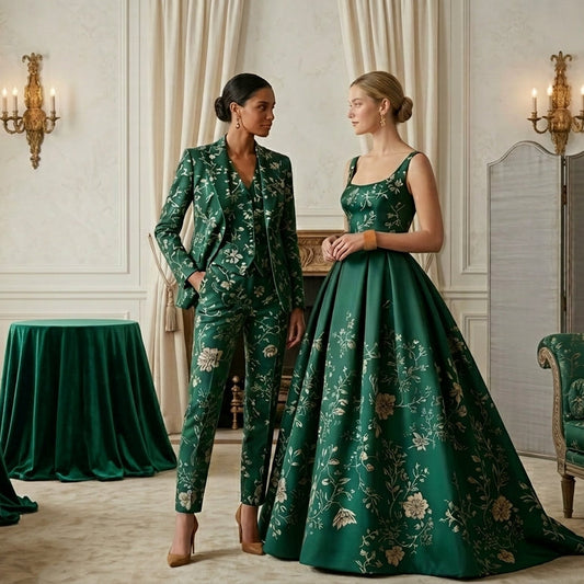 Golden Floral Elegance on Emerald