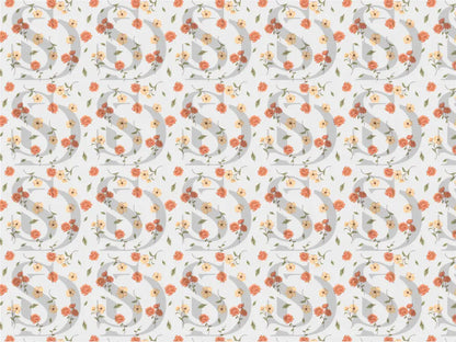 Close-up view of the peach blossom seamless floral pattern repeat