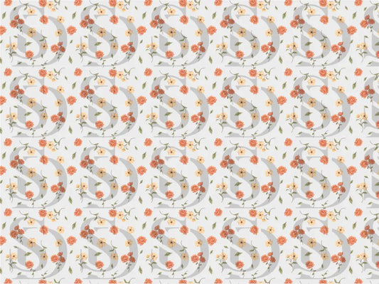 Close-up view of the peach blossom seamless floral pattern repeat