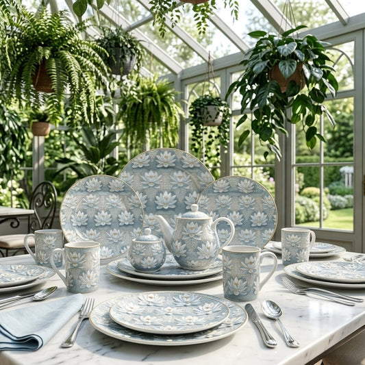 Blue Lotus Serenity Floral Seamless Pattern