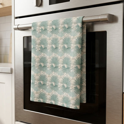 Soft Sage Palm Blossom Seamless Pattern