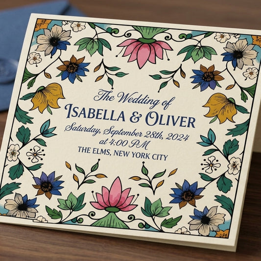 Mughal Lotus Floral Wedding Card Frame